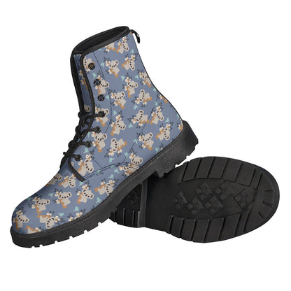 Step Out in Style: Baby Koala Pattern Leather Lightweight Boots for Hippies - 2