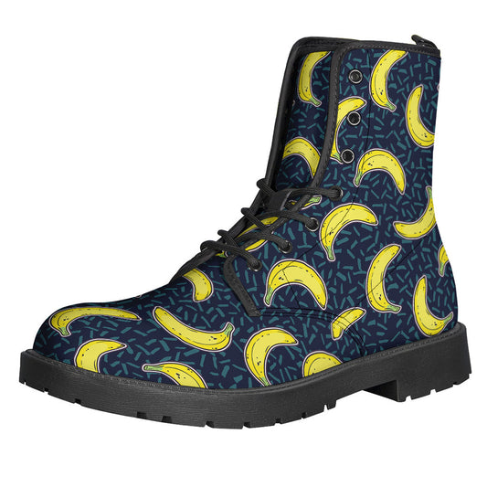 GROOVY Banana Fruit Pattern Leather Boots for the Free-Spirited Hippie - 1