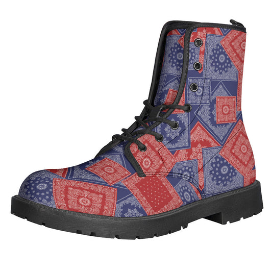 Peace, Love, and Leather: Bandanna Patchwork Hippie Boots - 1