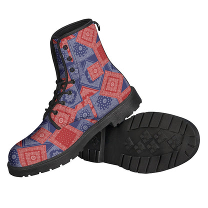 Peace, Love, and Leather: Bandanna Patchwork Hippie Boots - 2