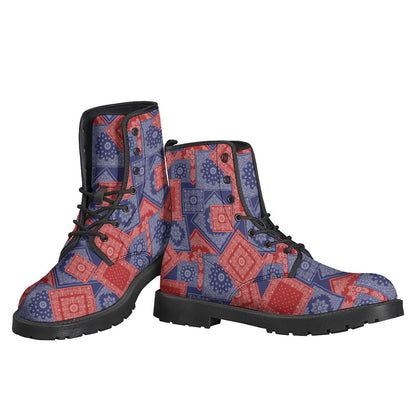 Peace, Love, and Leather: Bandanna Patchwork Hippie Boots - 3