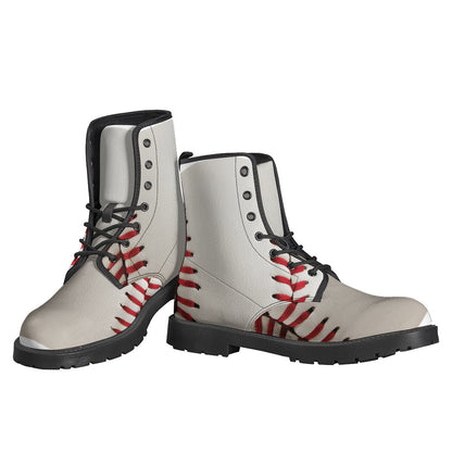 Baseball Stitching Print Leather Boots for Groovy Hippies - 3