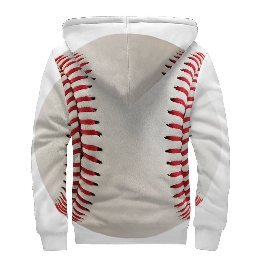 Groovy Baseball Stitching Print Sherpa Lined Zip Up Hoodie for Hipsters - 2