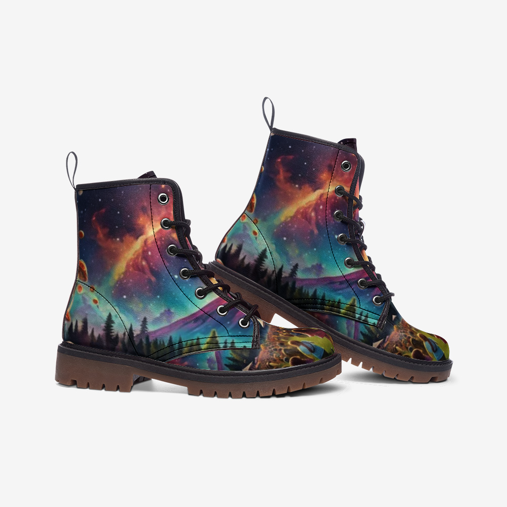 Emerald Blossoms - Beautiful Starry Night Casual Leather Lightweight Boots For Hippies