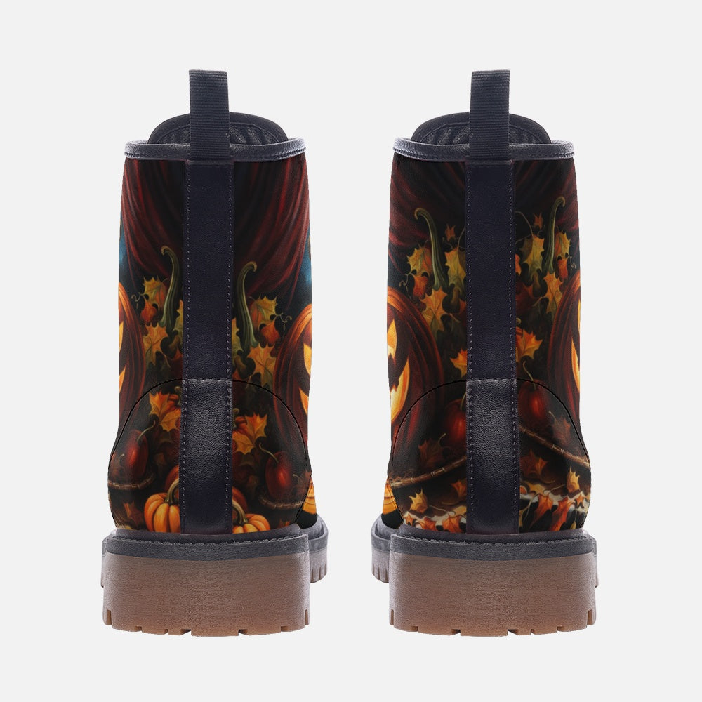 Emerald Blossoms - Pumpkin Halloween, Halloween Costume Casual Leather Lightweight Boots For Fall Festivals