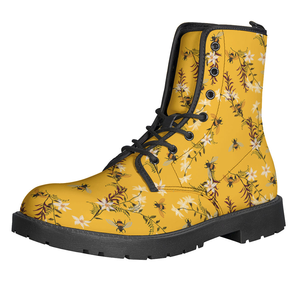 Bee-Inspired Leather Lightweight Hippie Boots - 1