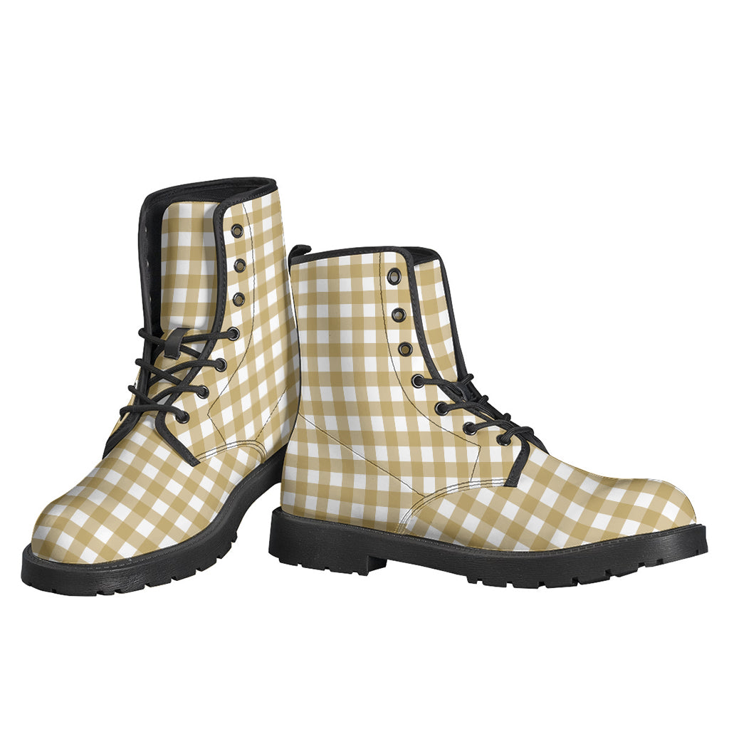 Groovy Checkered Leather Boots for the Free-Spirited Hippie - 3