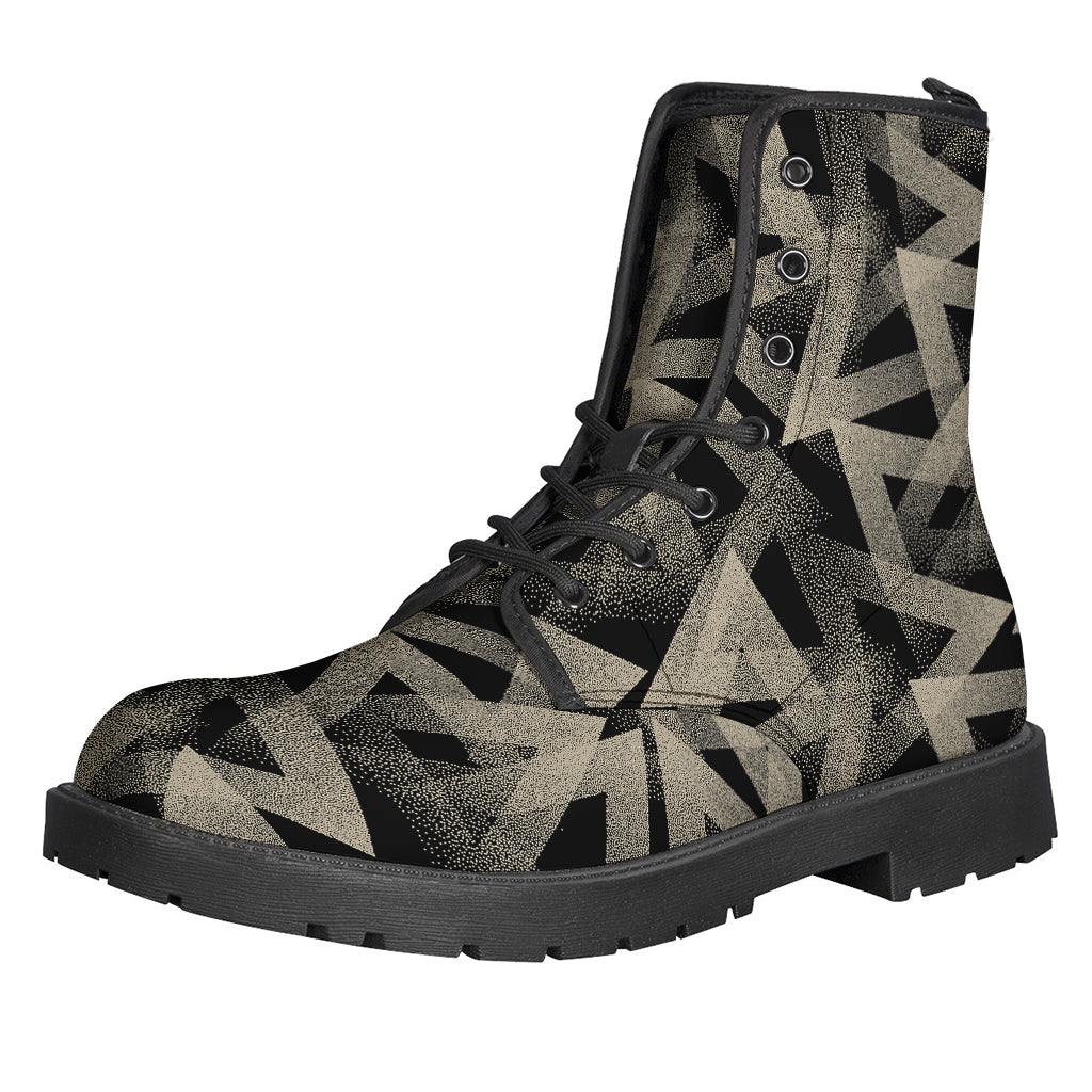 Groovy Geometric Triangle Print Leather Boots for Hip Cuz - 1