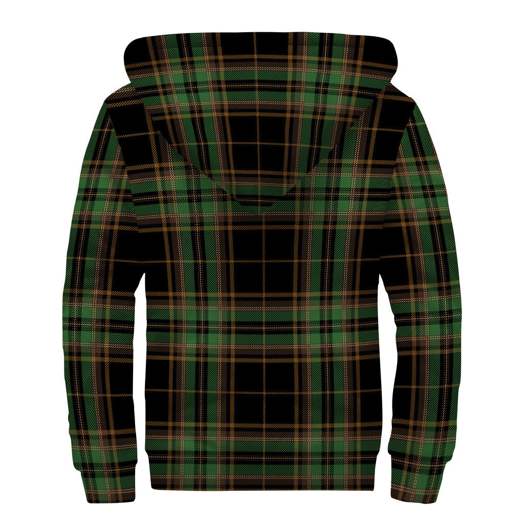 Black and Green Stewart Tartan Print Sherpa Lined Zip Up Hoodie: Embrace Your Inner Hippie Vibe! - 2