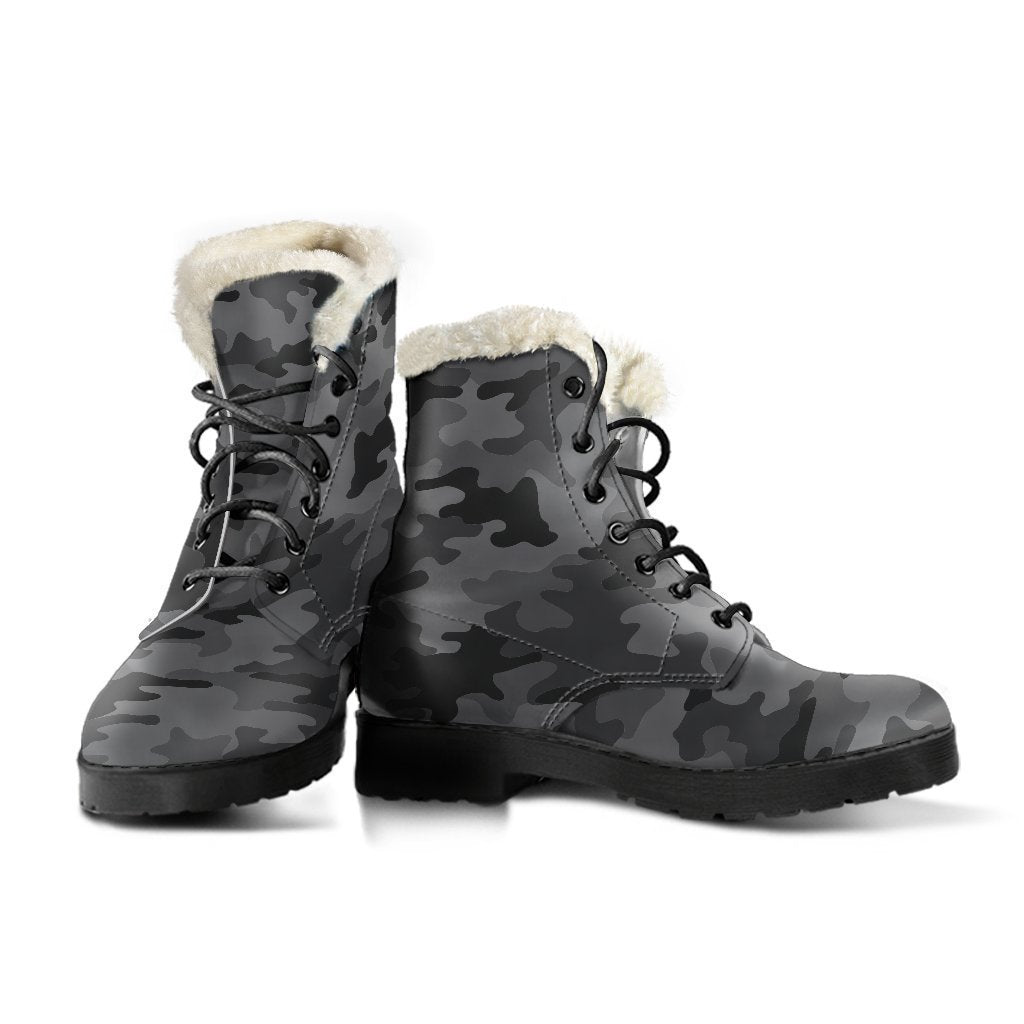 Groovy Camo Faux Fur Leather Boots for Fashionable Hippies - 3