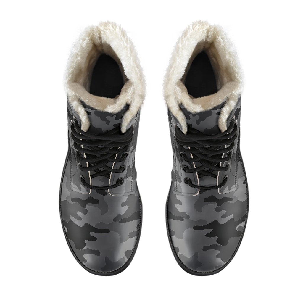 Groovy Camo Faux Fur Leather Boots for Fashionable Hippies - 4