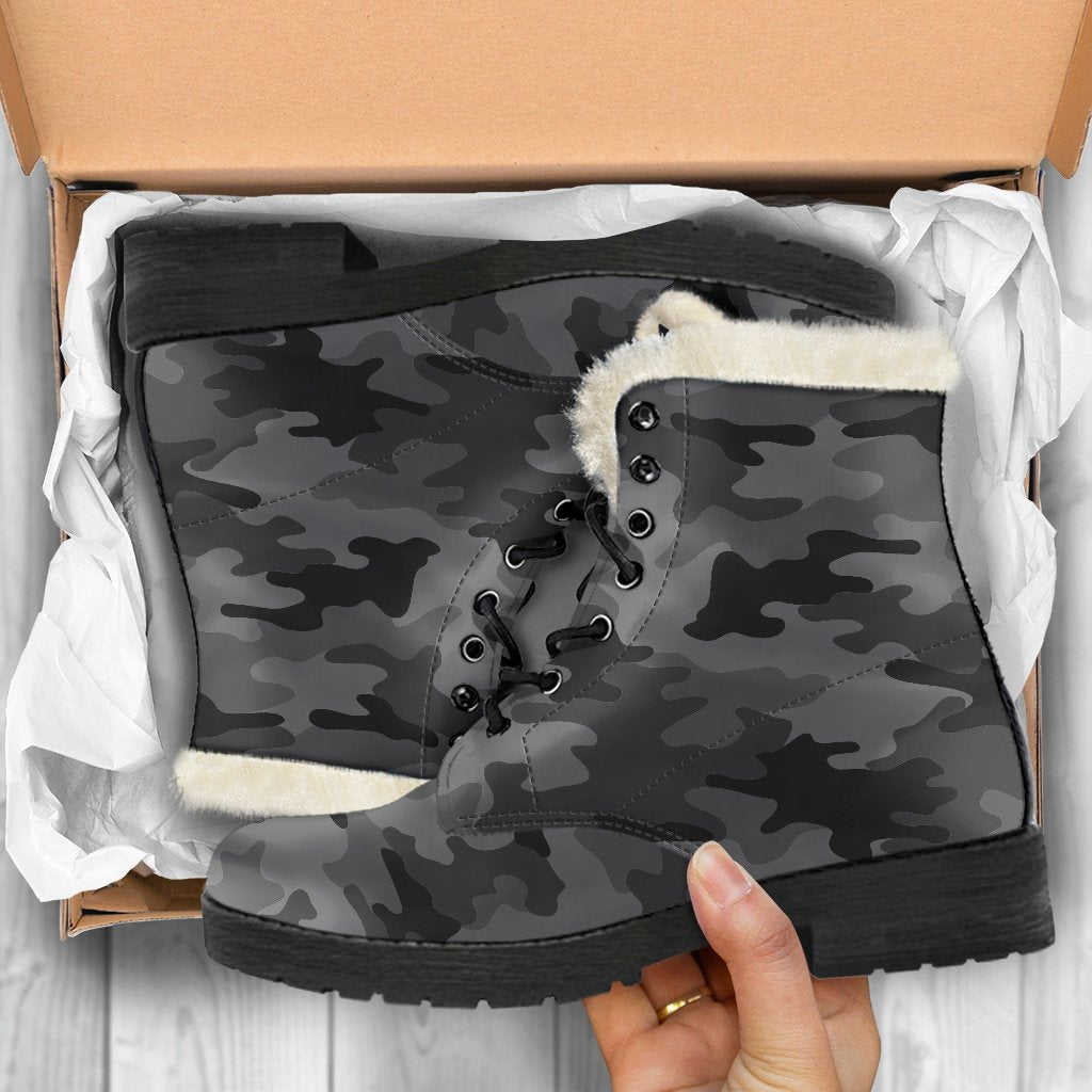 Groovy Camo Faux Fur Leather Boots for Fashionable Hippies - 5