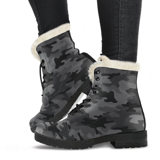 Groovy Camo Faux Fur Leather Boots for Fashionable Hippies - 1