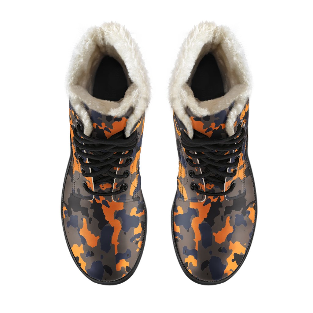 Mystic Camouflage Faux Fur Leather Boots for Free-Spirited Hippies - 4