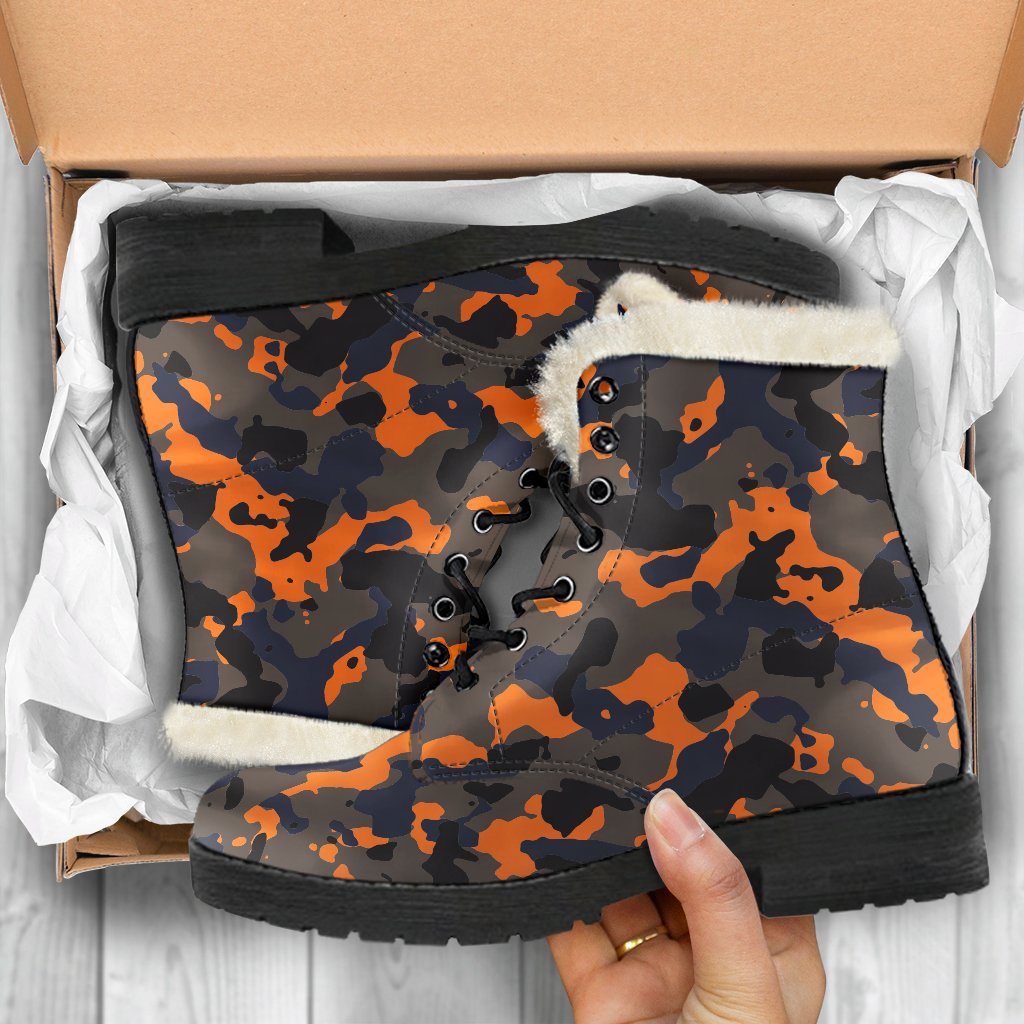 Mystic Camouflage Faux Fur Leather Boots for Free-Spirited Hippies - 5