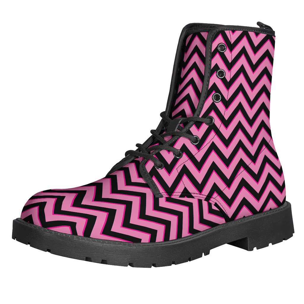 Boho Chic Chevron Pattern Leather Lightweight Boots for the Modern Hippie - 1