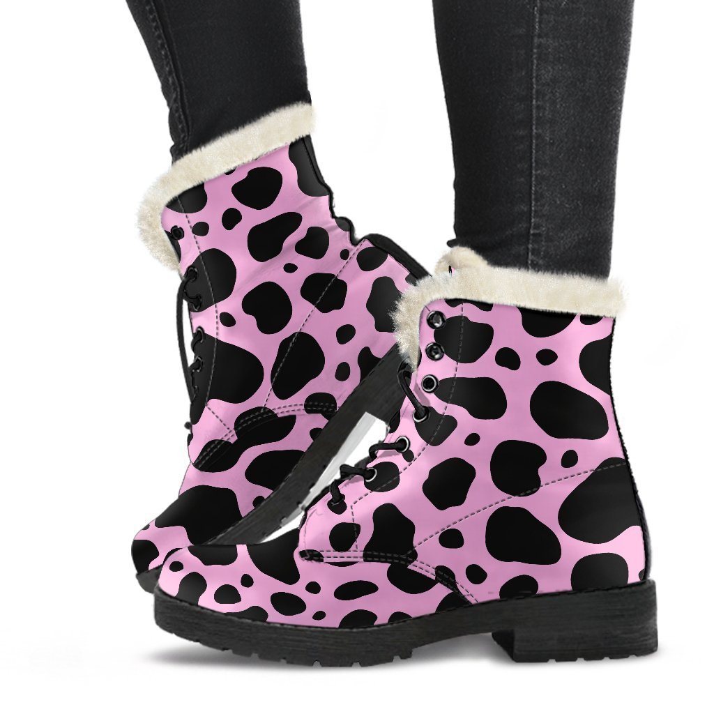 Cosmic Cowprint Faux Fur Leather Boots - 1