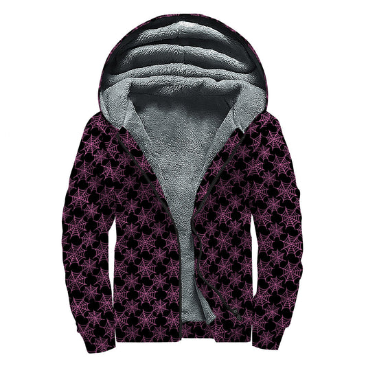 Psychedelic Spider Web Sherpa Lined Zip Up Hoodie for Groovy Hippies - 1