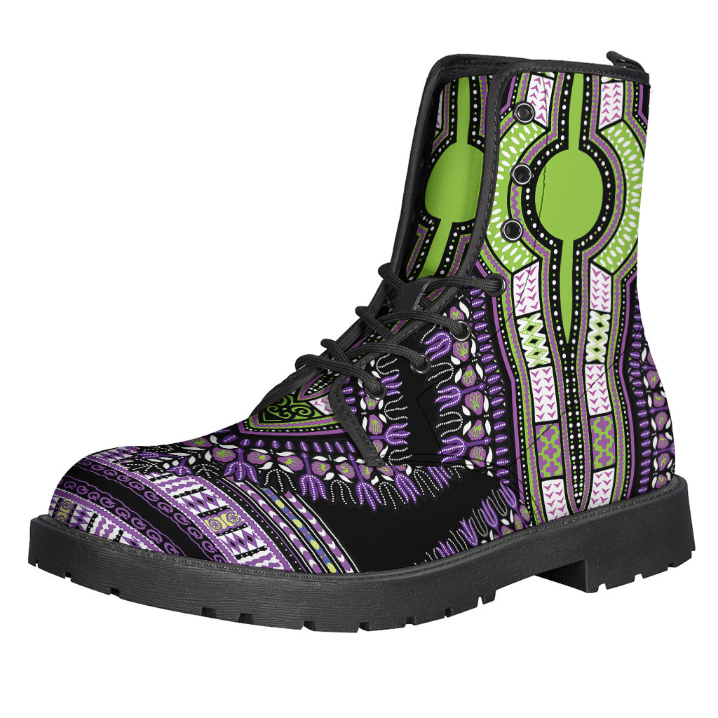 Groovy African Dashiki Print Leather Boots for Boho Babes - 1