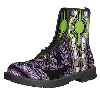 Groovy African Dashiki Print Leather Boots for Boho Babes - 1