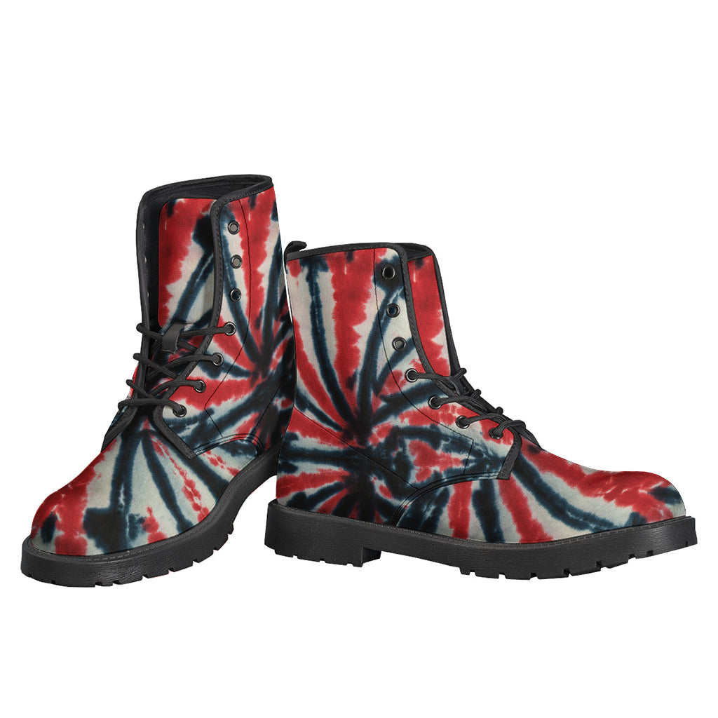 Groovy Spider Tie-Dye Leather Lightweight Boots for Hippies - 3