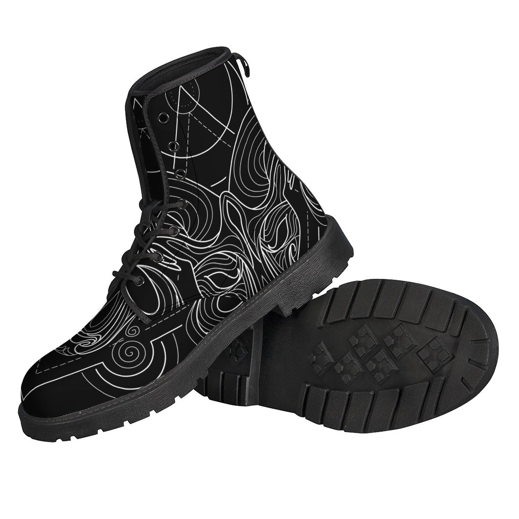 Stay Groovy in These Black and White Aries Sign Leather Lightweight Boots - 2