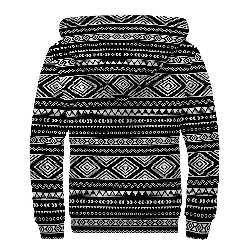 Groovy Aztec Ethnic Print Sherpa Lined Zip Up Hoodie for Stylish Hippies - 2