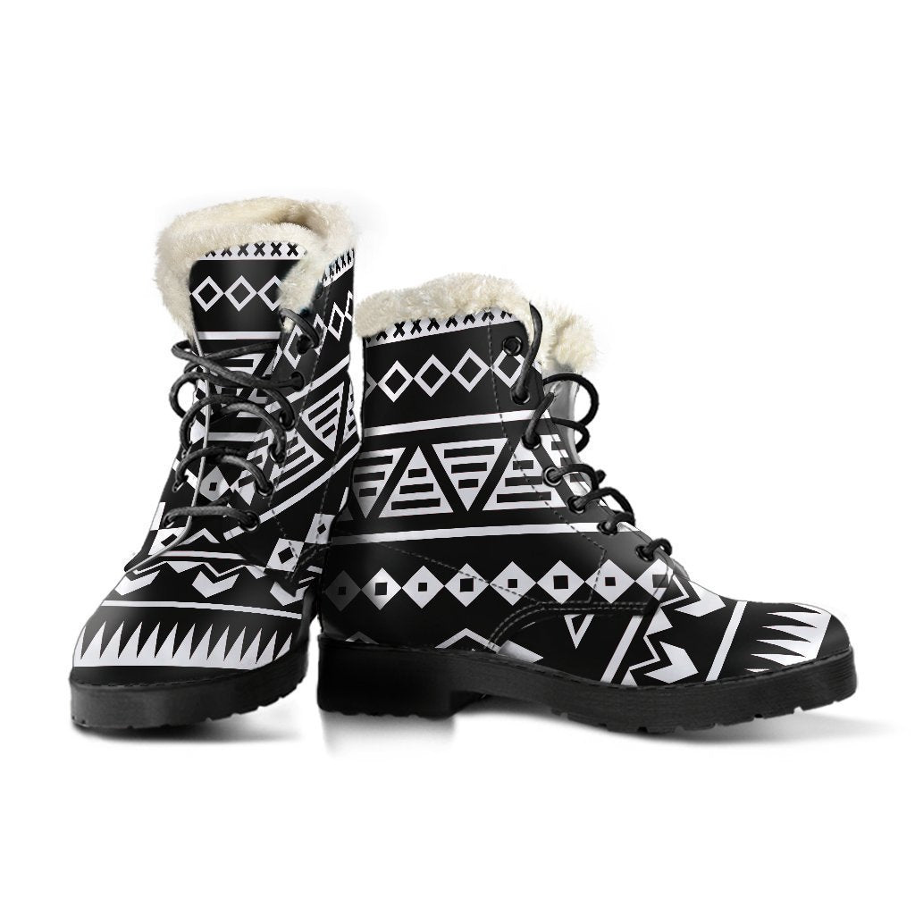 Groovy Aztec Pattern Faux Fur Leather Boots for the Modern Hippie - 3