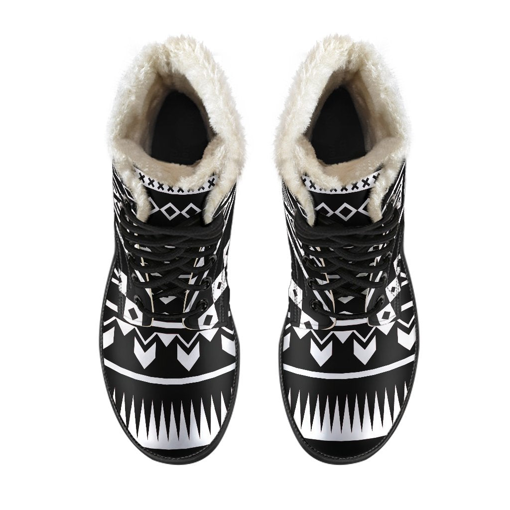 Groovy Aztec Pattern Faux Fur Leather Boots for the Modern Hippie - 4