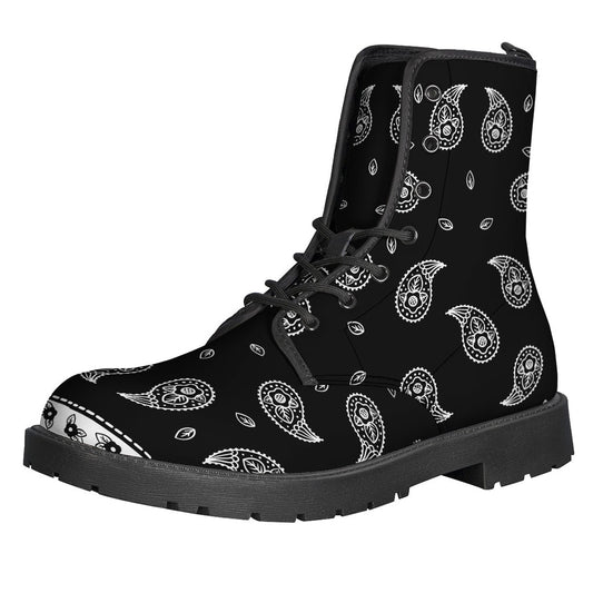 Groovy Bandana Print Leather Boots: Perfect for the Hippie Fashionista - 1