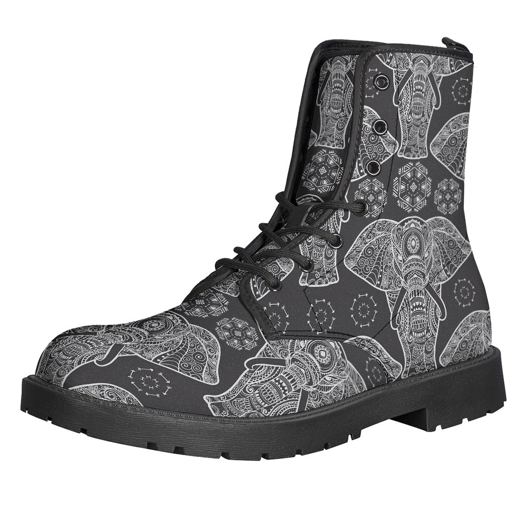 Boho Elephant Print Leather Boots for the Free-Spirited Hippie - 1