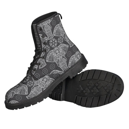 Boho Elephant Print Leather Boots for the Free-Spirited Hippie - 2