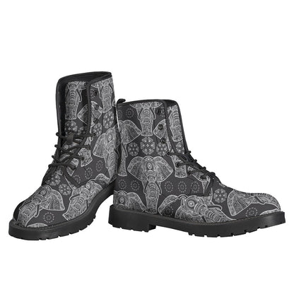 Boho Elephant Print Leather Boots for the Free-Spirited Hippie - 3