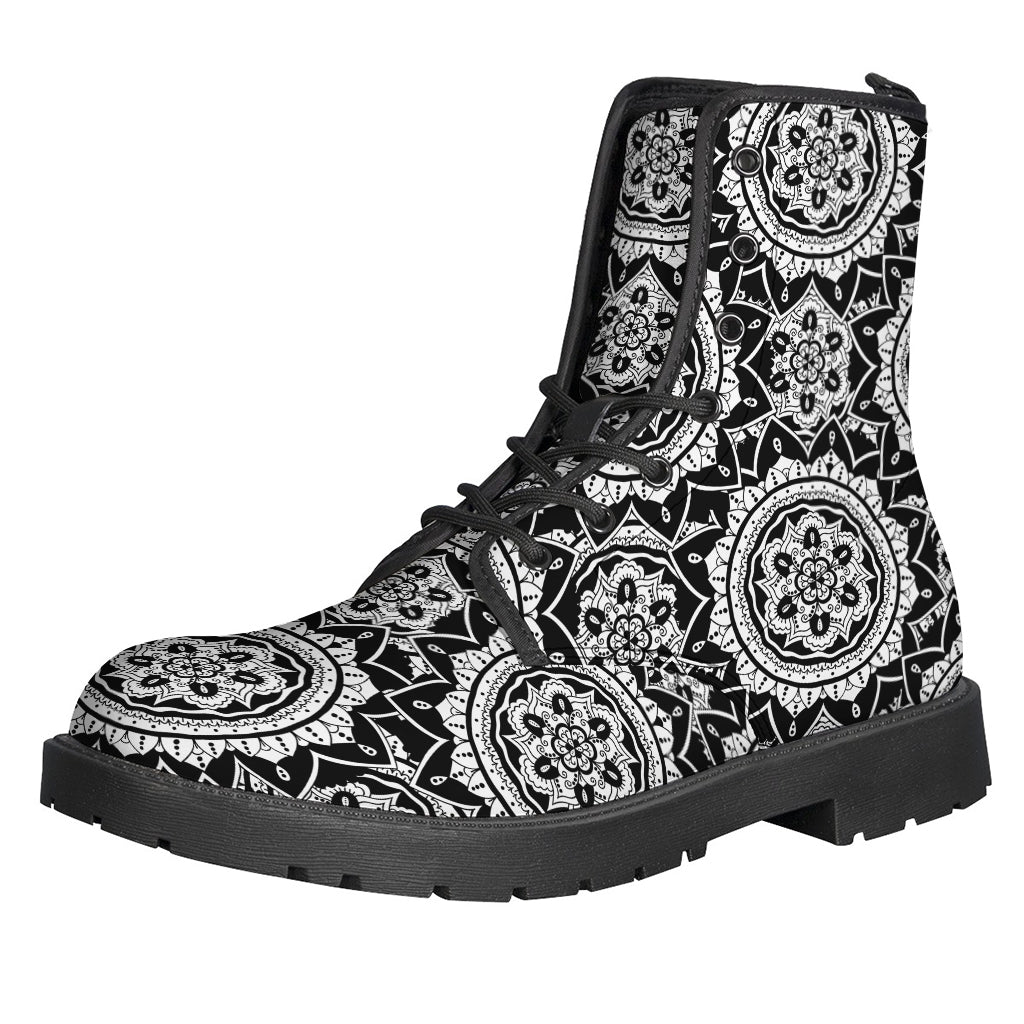 Boho Mandala Print Leather Boots: The Ultimate Hippie Chic Footwear - 1