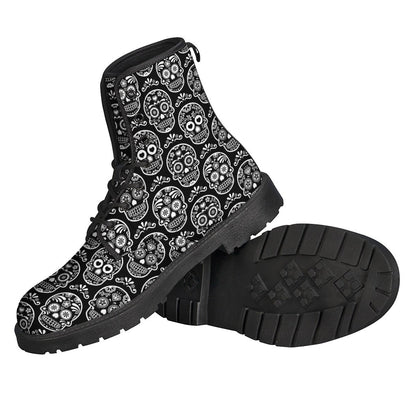 Groovy Calavera Skull Lightweight Leather Boots for Funky Hippies - 2