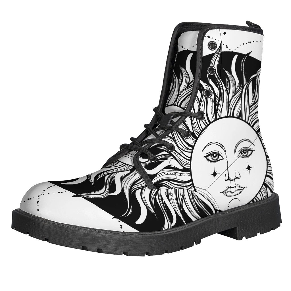 Groovy Celestial Sun Leather Boots for the Fashion-Forward Hippie - 1