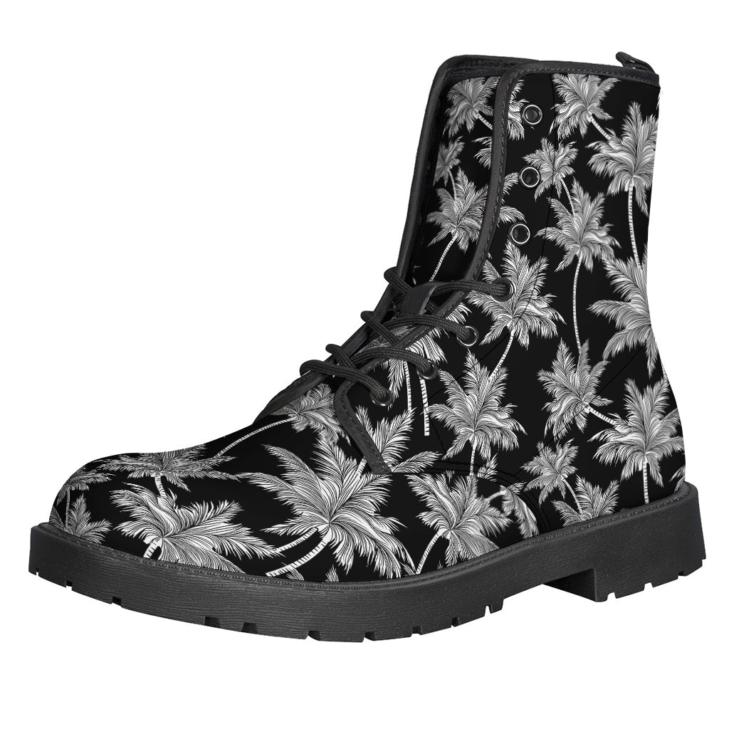 Groovy Coconut Tree Print Leather Boots for Free-Spirited Hippies - 1