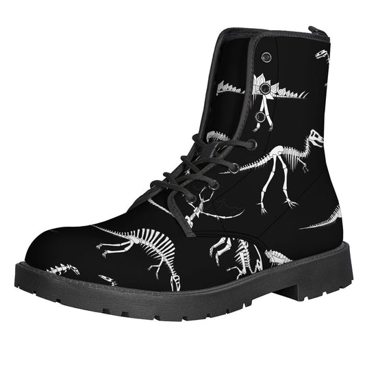 Groovy Dinosaur Fossil Print Leather Boots for Hippie Fashionistas - 1