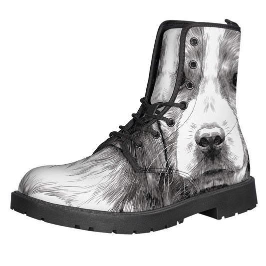 Beagle Print Leather Boots for Free-Spirited Hippies - 1