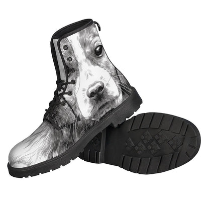 Beagle Print Leather Boots for Free-Spirited Hippies - 2