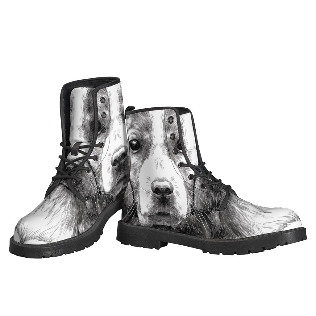 Beagle Print Leather Boots for Free-Spirited Hippies - 3