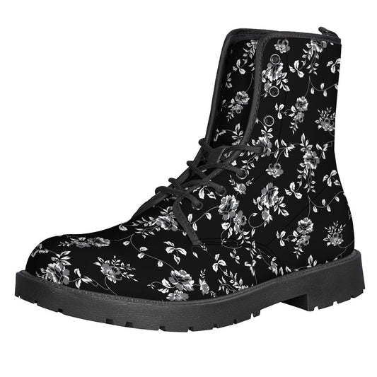 Groovy Floral Leather Boots - Step out in Style with Hippie Vibes - 1