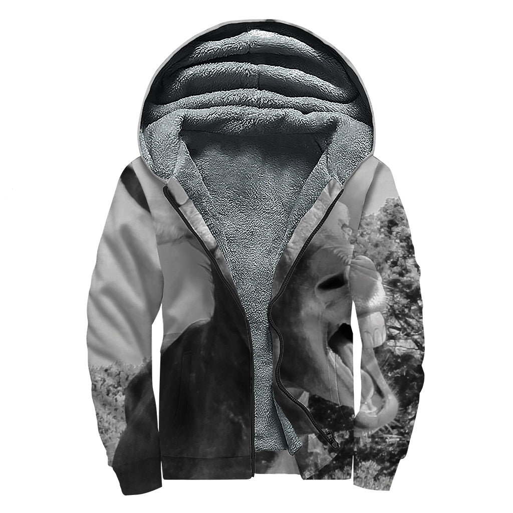 Groovy Donkey Print Sherpa Lined Zip Up Hoodie - 1