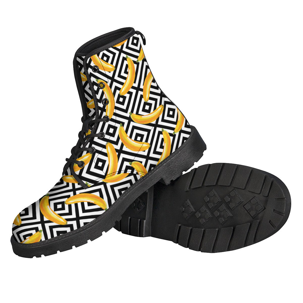 Groovy Geometric Banana Print Leather Boots for the Ultimate Hippie Vibes - 2