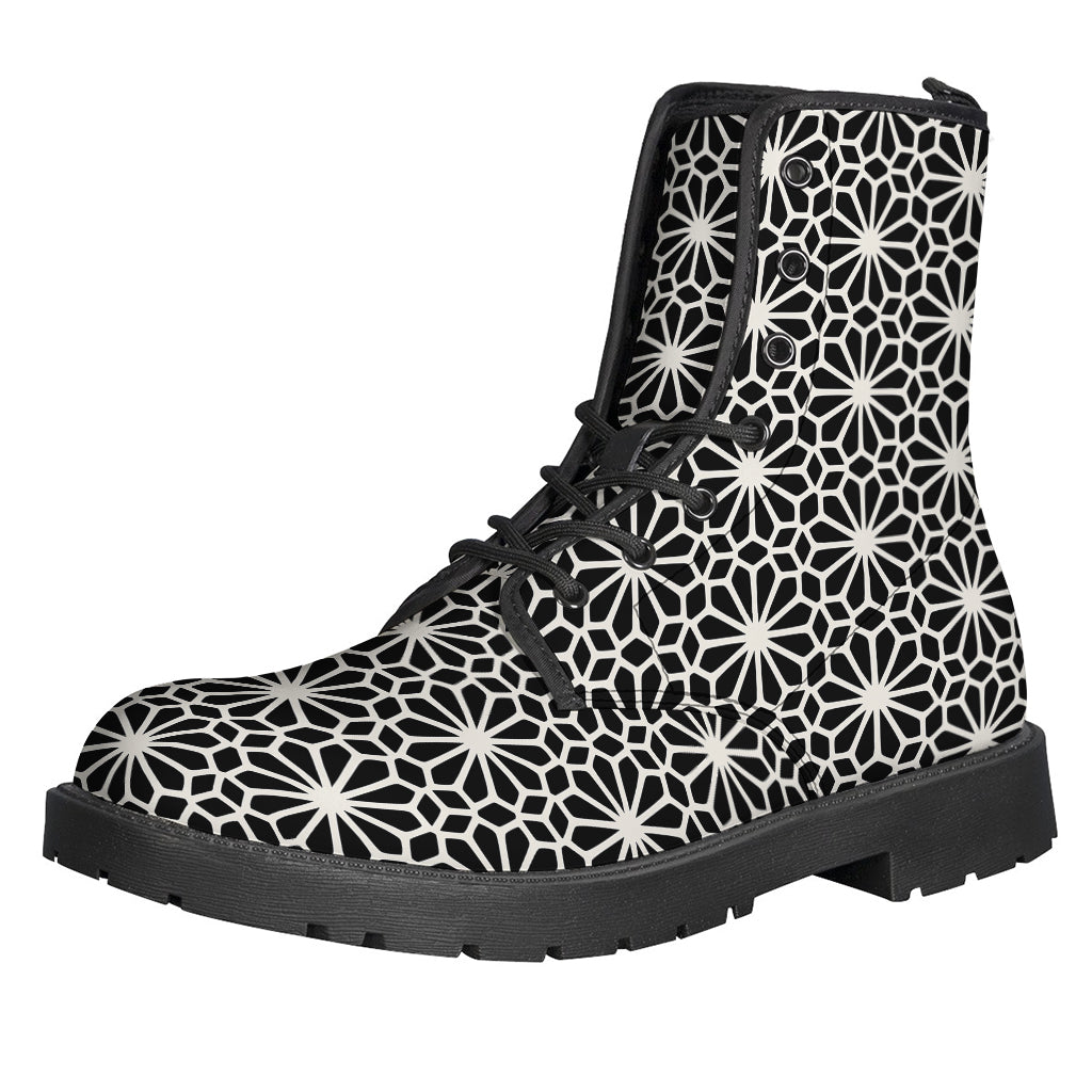 Groovy Geometric Floral Leather Boots for Stylish Hippies - 1