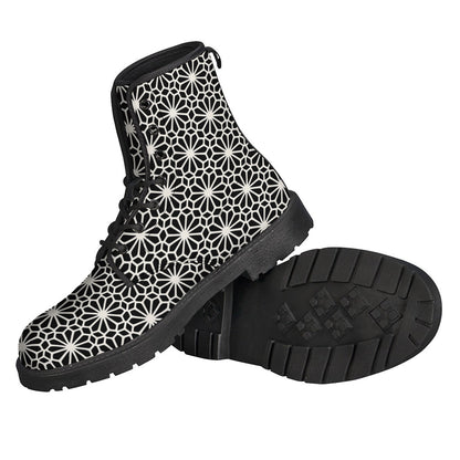 Groovy Geometric Floral Leather Boots for Stylish Hippies - 2