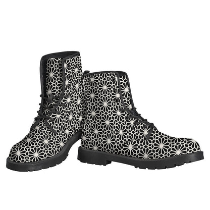 Groovy Geometric Floral Leather Boots for Stylish Hippies - 3