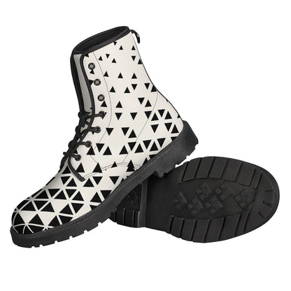 Groovy Geometric Pattern Leather Boots for Stylish Hippies - 2