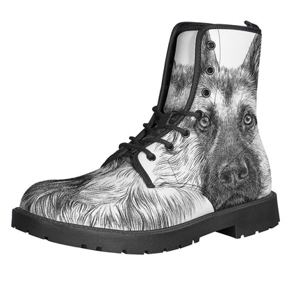 Groovy German Shepherd Print Leather Lightweight Boots for Modern Hippies - 1