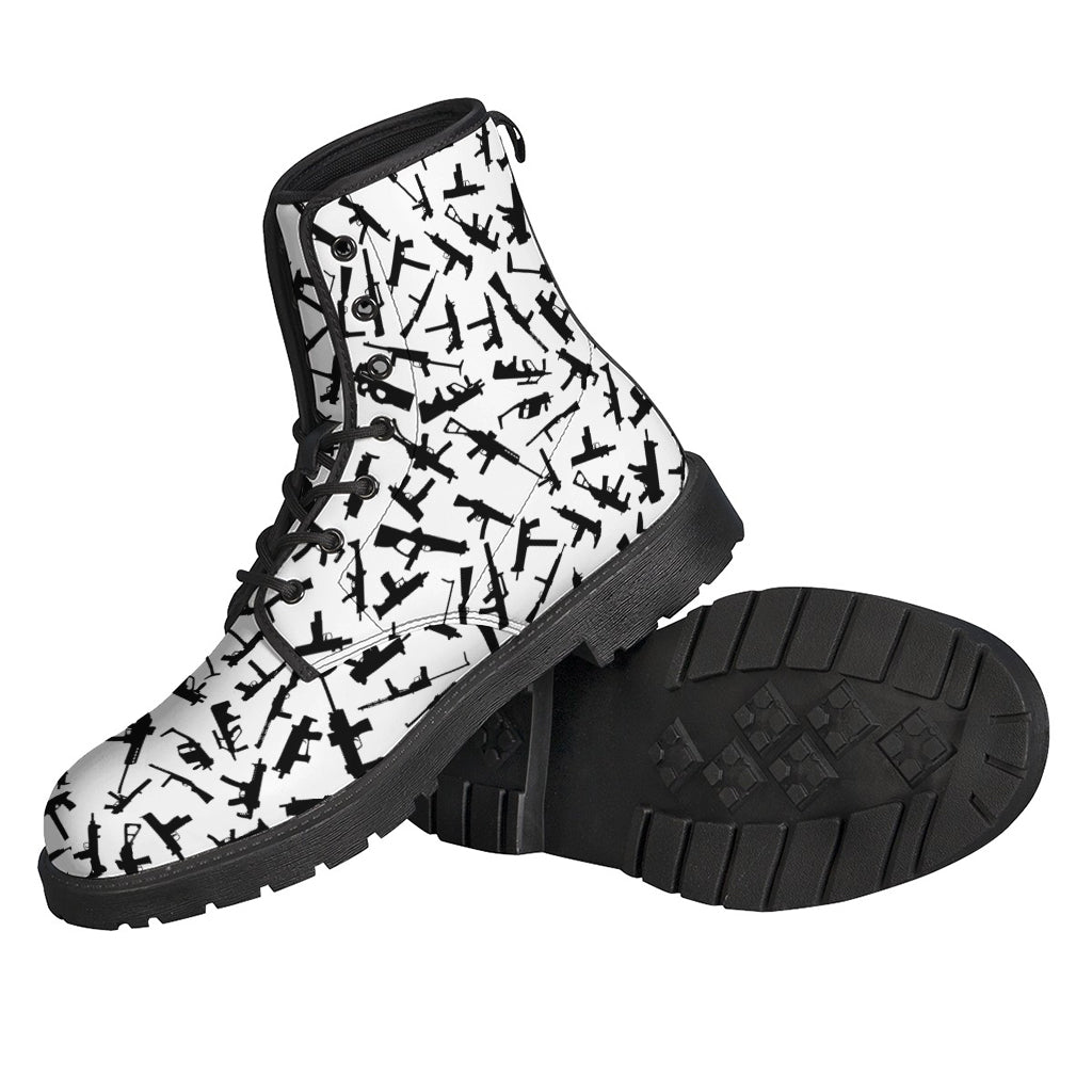 Groovy Guns: Unique Black and White Leather Boots for Hipsters - 2